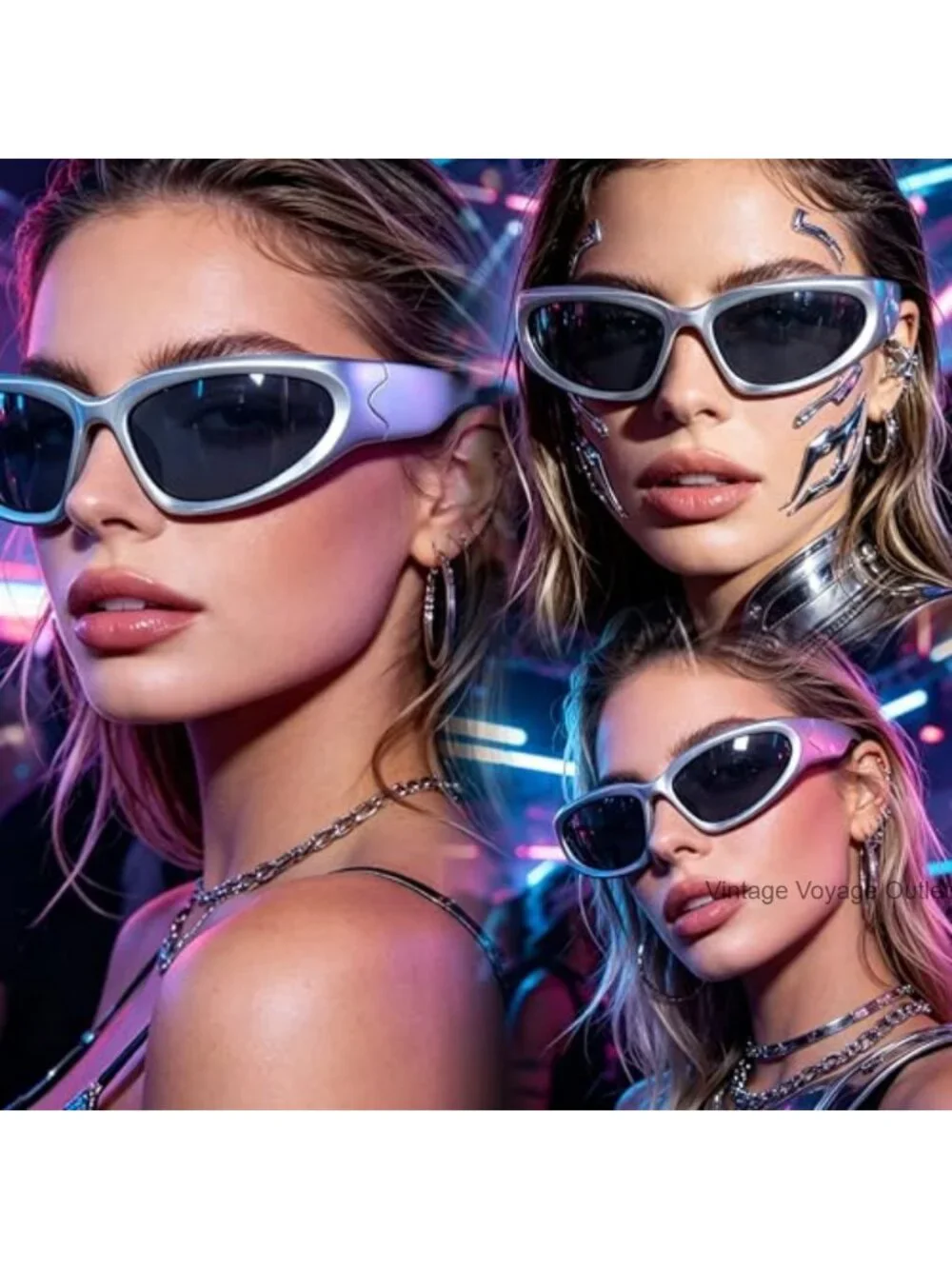 Y2K Wrap Around Sunglasses Retro 90s Futuristic Shades